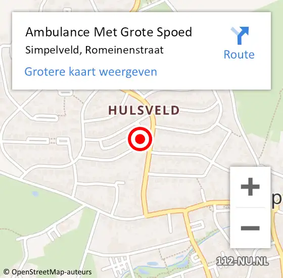 Locatie op kaart van de 112 melding: Ambulance Met Grote Spoed Naar Simpelveld, Romeinenstraat op 16 januari 2015 19:27