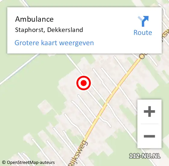 Locatie op kaart van de 112 melding: Ambulance Staphorst, Dekkersland op 16 januari 2015 19:46