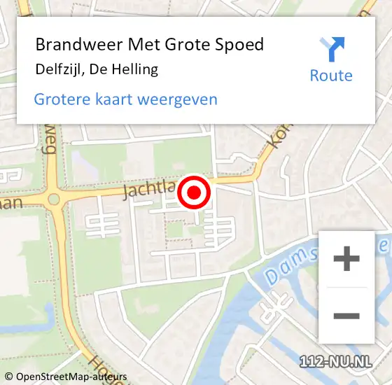 Locatie op kaart van de 112 melding: Brandweer Met Grote Spoed Naar Delfzijl, De Helling op 16 januari 2015 19:58