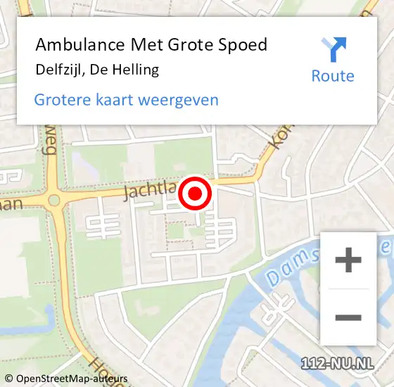 Locatie op kaart van de 112 melding: Ambulance Met Grote Spoed Naar Delfzijl, De Helling op 16 januari 2015 20:15