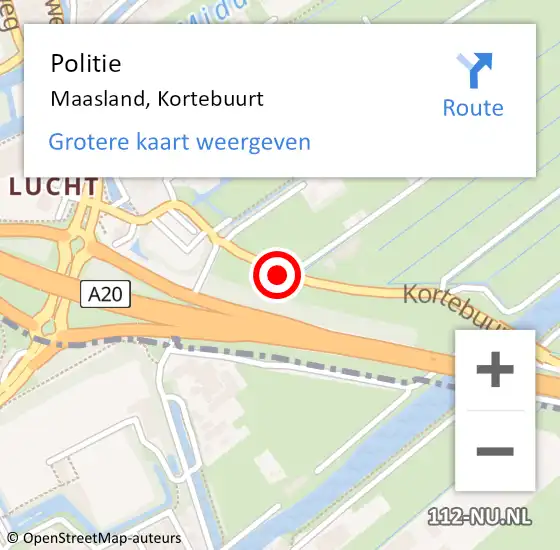 Locatie op kaart van de 112 melding: Politie Maasland, Kortebuurt op 16 januari 2015 20:25