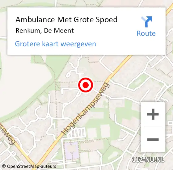 Locatie op kaart van de 112 melding: Ambulance Met Grote Spoed Naar Renkum, De Meent op 16 januari 2015 20:27