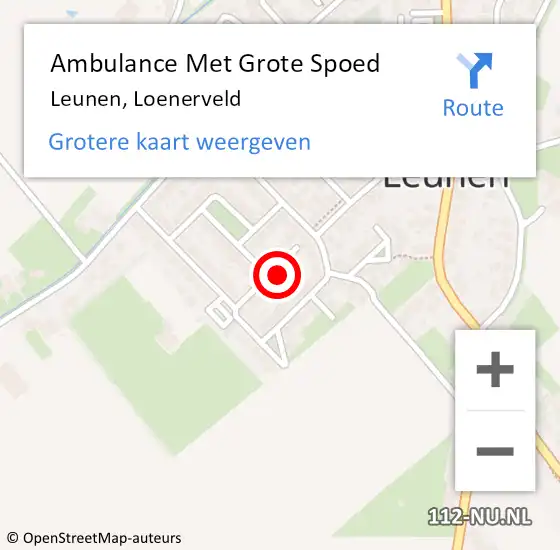 Locatie op kaart van de 112 melding: Ambulance Met Grote Spoed Naar Leunen, Loenerveld op 16 januari 2015 20:50