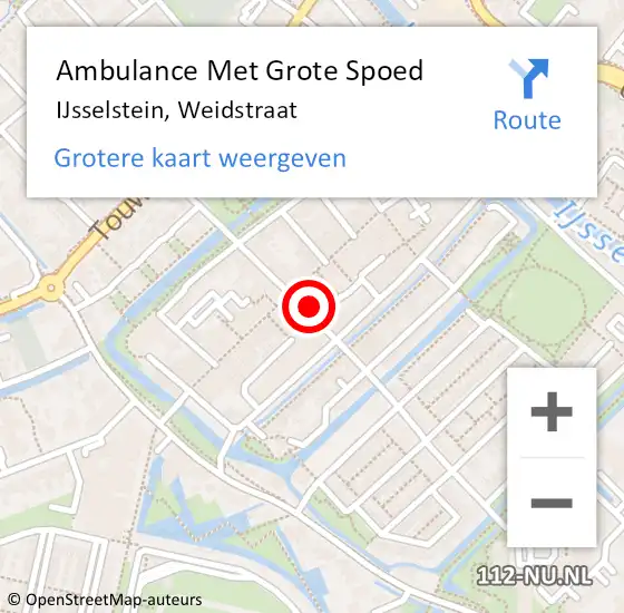 Locatie op kaart van de 112 melding: Ambulance Met Grote Spoed Naar IJsselstein, Weidstraat op 16 januari 2015 21:01