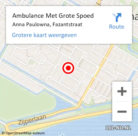 Locatie op kaart van de 112 melding: Ambulance Met Grote Spoed Naar Anna Paulowna, Fazantstraat op 16 januari 2015 21:02