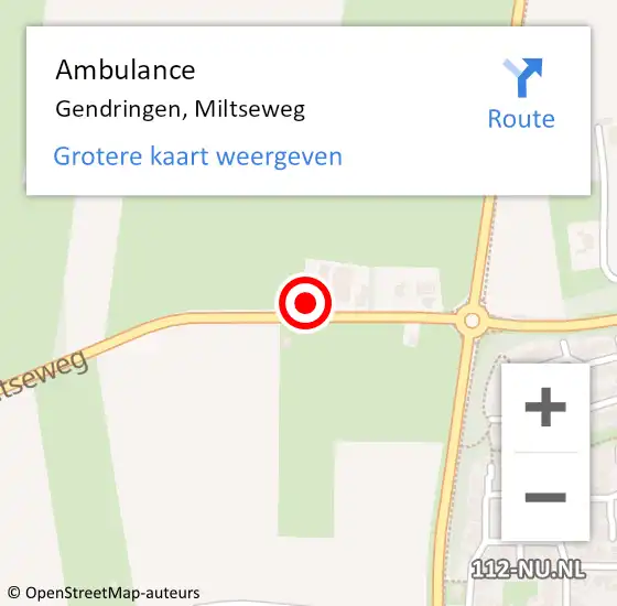 Locatie op kaart van de 112 melding: Ambulance Gendringen, Miltseweg op 16 januari 2015 21:19