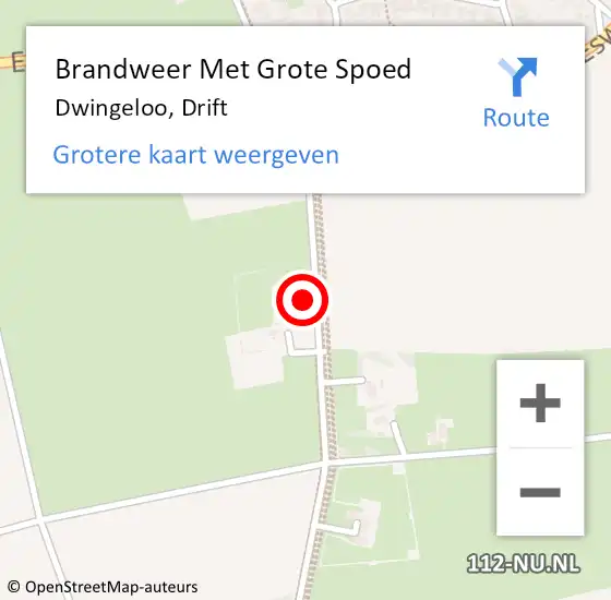 Locatie op kaart van de 112 melding: Brandweer Met Grote Spoed Naar Dwingeloo, Drift op 16 januari 2015 22:02