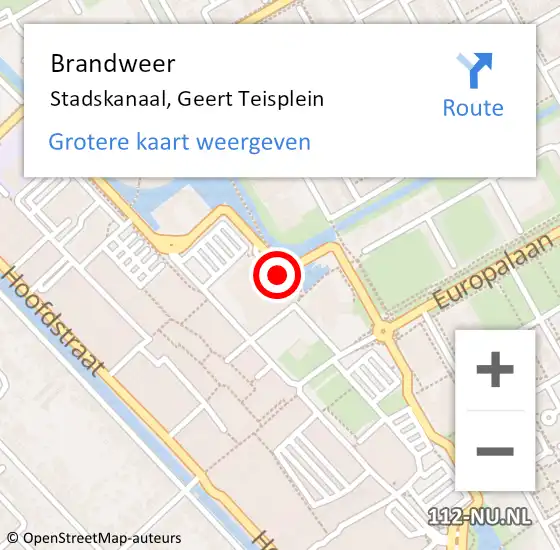 Locatie op kaart van de 112 melding: Brandweer Stadskanaal, Geert Teisplein op 16 januari 2015 22:35