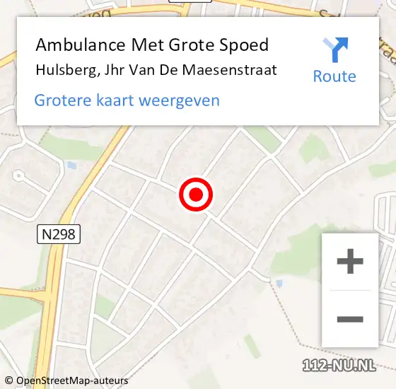 Locatie op kaart van de 112 melding: Ambulance Met Grote Spoed Naar Hulsberg, Jhr Van De Maesenstraat op 28 oktober 2013 03:07