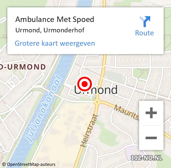 Locatie op kaart van de 112 melding: Ambulance Met Spoed Naar Urmond, Urmonderhof op 16 januari 2015 22:41