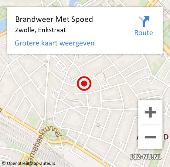 Locatie op kaart van de 112 melding: Brandweer Met Spoed Naar Zwolle, Enkstraat op 16 januari 2015 23:13