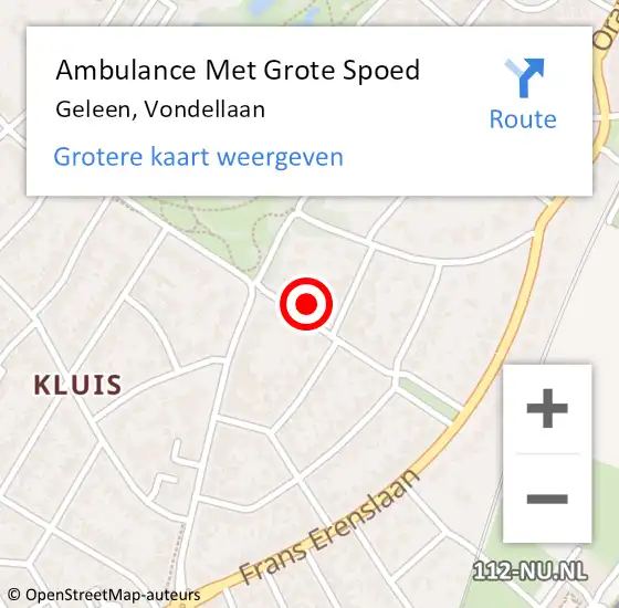 Locatie op kaart van de 112 melding: Ambulance Met Grote Spoed Naar Geleen, Vondellaan op 16 januari 2015 23:23