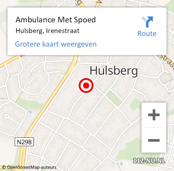 Locatie op kaart van de 112 melding: Ambulance Met Spoed Naar Hulsberg, Irenestraat op 16 januari 2015 23:49