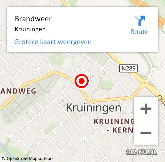 Locatie op kaart van de 112 melding: Brandweer Kruiningen op 17 januari 2015 01:58