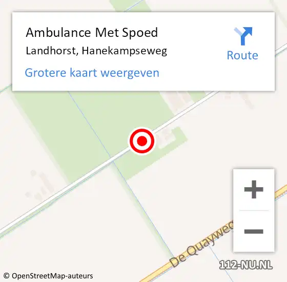 Locatie op kaart van de 112 melding: Ambulance Met Spoed Naar Landhorst, Hanekampseweg op 17 januari 2015 06:34