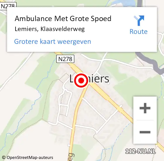 Locatie op kaart van de 112 melding: Ambulance Met Grote Spoed Naar Lemiers, Klaasvelderweg op 17 januari 2015 08:18