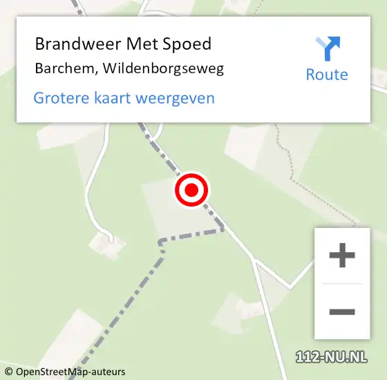 Locatie op kaart van de 112 melding: Brandweer Met Spoed Naar Barchem, Wildenborgseweg op 28 oktober 2013 04:56