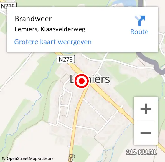 Locatie op kaart van de 112 melding: Brandweer Lemiers, Klaasvelderweg op 17 januari 2015 08:31