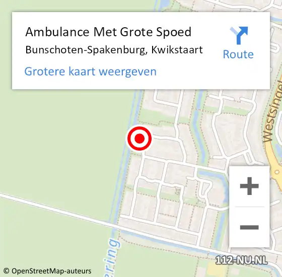 Locatie op kaart van de 112 melding: Ambulance Met Grote Spoed Naar Bunschoten-Spakenburg, Kwikstaart op 17 januari 2015 08:51