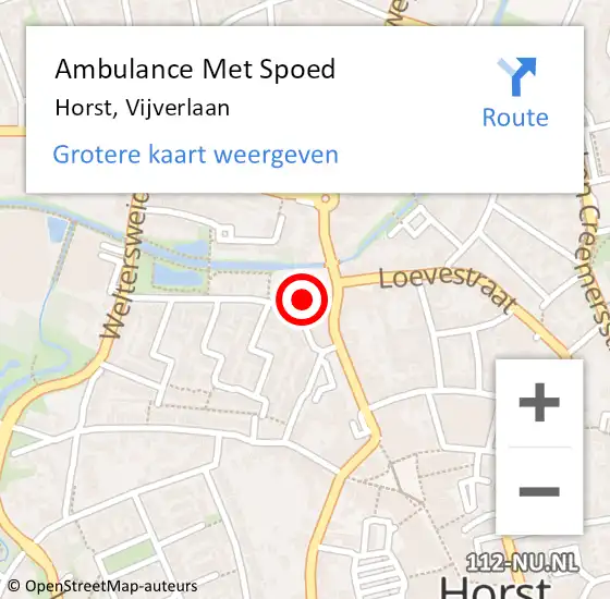 Locatie op kaart van de 112 melding: Ambulance Met Spoed Naar Horst, Vijverlaan op 17 januari 2015 08:54