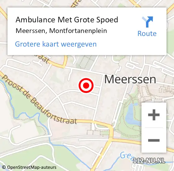 Locatie op kaart van de 112 melding: Ambulance Met Grote Spoed Naar Meerssen, Montfortanenplein op 17 januari 2015 09:07