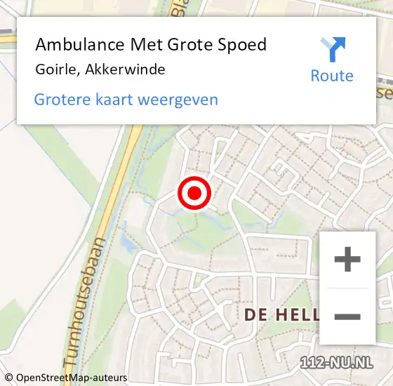 Locatie op kaart van de 112 melding: Ambulance Met Grote Spoed Naar Goirle, Akkerwinde op 17 januari 2015 09:14