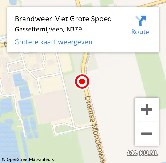 Locatie op kaart van de 112 melding: Brandweer Met Grote Spoed Naar Gasselternijveen, N379 op 28 oktober 2013 05:27