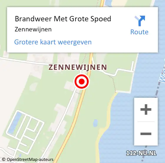 Locatie op kaart van de 112 melding: Brandweer Met Grote Spoed Naar Zennewijnen op 17 januari 2015 10:31