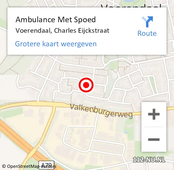 Locatie op kaart van de 112 melding: Ambulance Met Spoed Naar Voerendaal, Charles Eijckstraat op 17 januari 2015 10:45