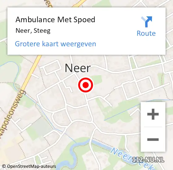 Locatie op kaart van de 112 melding: Ambulance Met Spoed Naar Neer, Steeg op 17 januari 2015 11:09