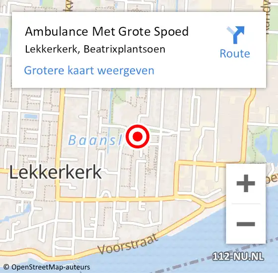 Locatie op kaart van de 112 melding: Ambulance Met Grote Spoed Naar Lekkerkerk, Beatrixplantsoen op 17 januari 2015 11:10