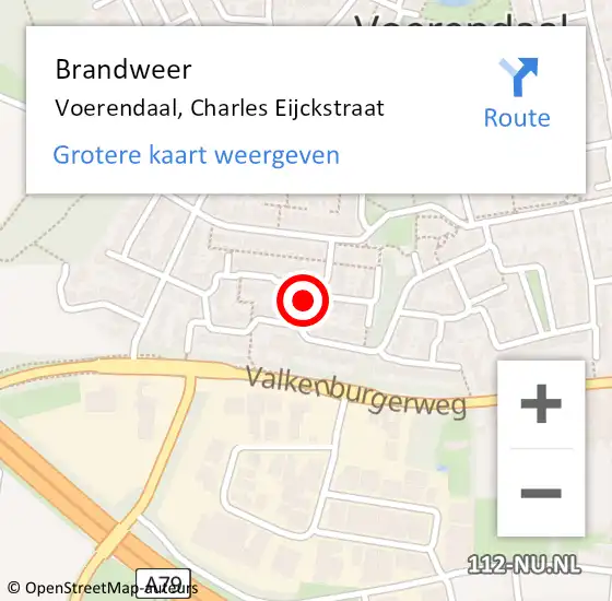 Locatie op kaart van de 112 melding: Brandweer Voerendaal, Charles Eijckstraat op 17 januari 2015 11:20