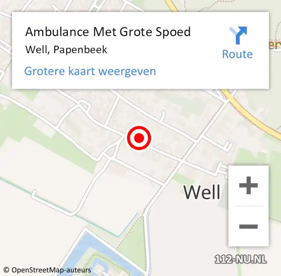 Locatie op kaart van de 112 melding: Ambulance Met Grote Spoed Naar Well, Papenbeek op 17 januari 2015 11:39