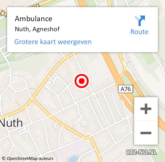 Locatie op kaart van de 112 melding: Ambulance Nuth, Agneshof op 17 januari 2015 12:22