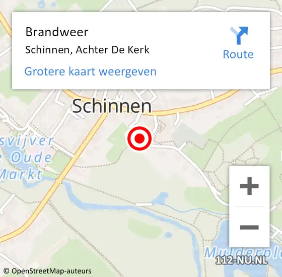 Locatie op kaart van de 112 melding: Brandweer Schinnen, Achter De Kerk op 28 oktober 2013 06:12