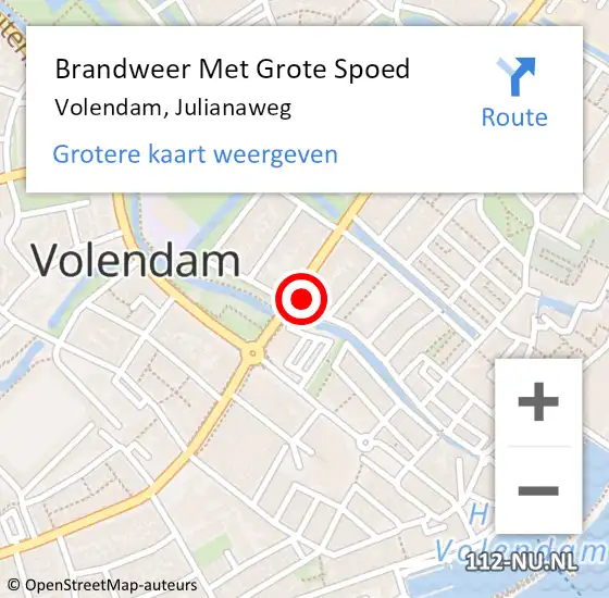 Locatie op kaart van de 112 melding: Brandweer Met Grote Spoed Naar Volendam, Julianaweg op 17 januari 2015 13:33