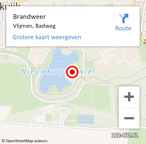 Locatie op kaart van de 112 melding: Brandweer Vlijmen, Badweg op 17 januari 2015 13:42