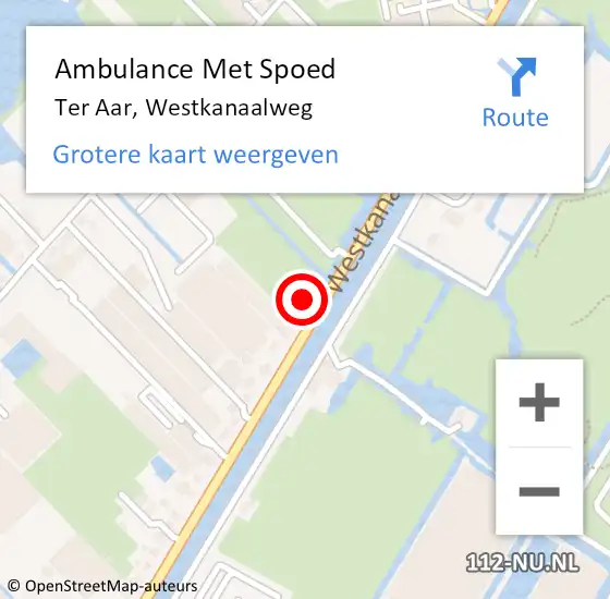 Locatie op kaart van de 112 melding: Ambulance Met Spoed Naar Ter Aar, Westkanaalweg op 17 januari 2015 13:42