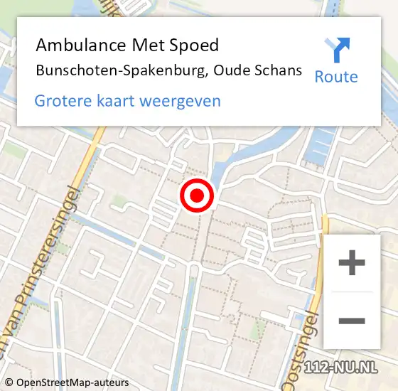 Locatie op kaart van de 112 melding: Ambulance Met Spoed Naar Bunschoten-Spakenburg, Oude Schans op 17 januari 2015 13:43