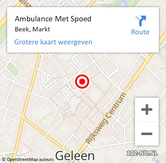 Locatie op kaart van de 112 melding: Ambulance Met Spoed Naar Beek, Markt op 17 januari 2015 14:02