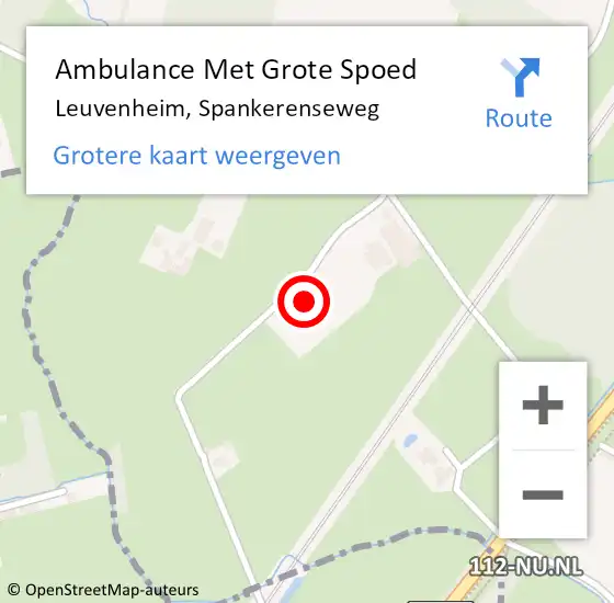 Locatie op kaart van de 112 melding: Ambulance Met Grote Spoed Naar Leuvenheim, Spankerenseweg op 17 januari 2015 14:13