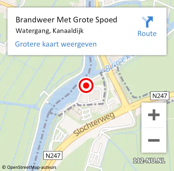 Locatie op kaart van de 112 melding: Brandweer Met Grote Spoed Naar Watergang, Kanaaldijk op 17 januari 2015 14:23