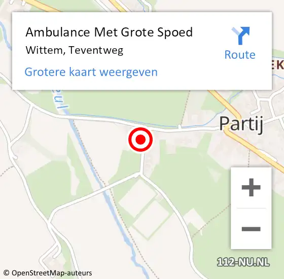 Locatie op kaart van de 112 melding: Ambulance Met Grote Spoed Naar Wittem, Teventweg op 17 januari 2015 15:23