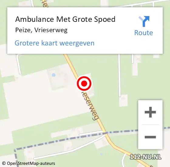Locatie op kaart van de 112 melding: Ambulance Met Grote Spoed Naar Peize, Vrieserweg op 17 januari 2015 15:25