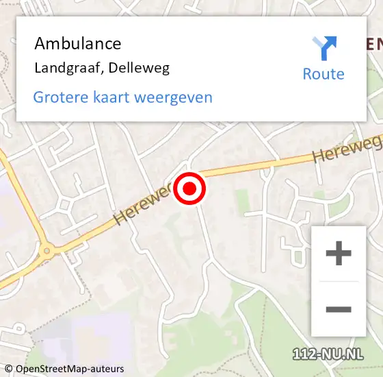 Locatie op kaart van de 112 melding: Ambulance Landgraaf, Delleweg op 17 januari 2015 15:32