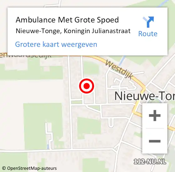 Locatie op kaart van de 112 melding: Ambulance Met Grote Spoed Naar Nieuwe-Tonge, Koningin Julianastraat op 17 januari 2015 15:42