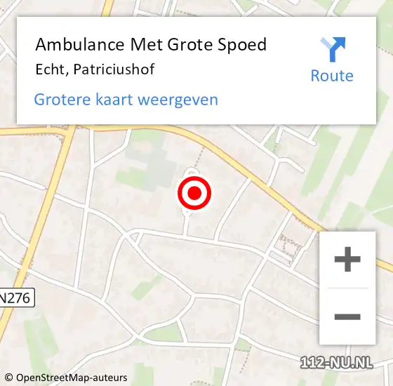 Locatie op kaart van de 112 melding: Ambulance Met Grote Spoed Naar Echt, Patriciushof op 17 januari 2015 15:46