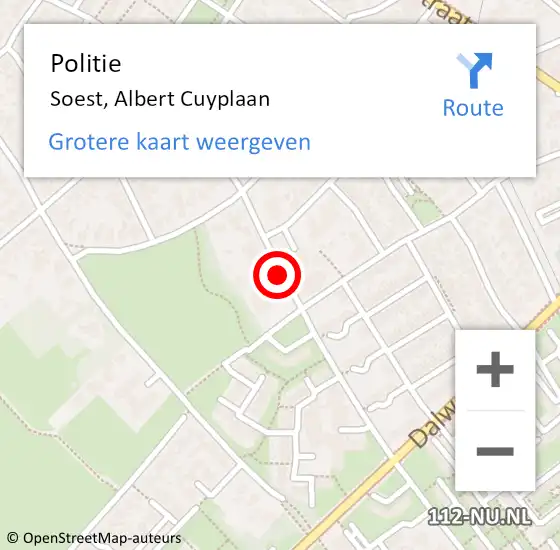 Locatie op kaart van de 112 melding: Politie Soest, Albert Cuyplaan op 17 januari 2015 15:53