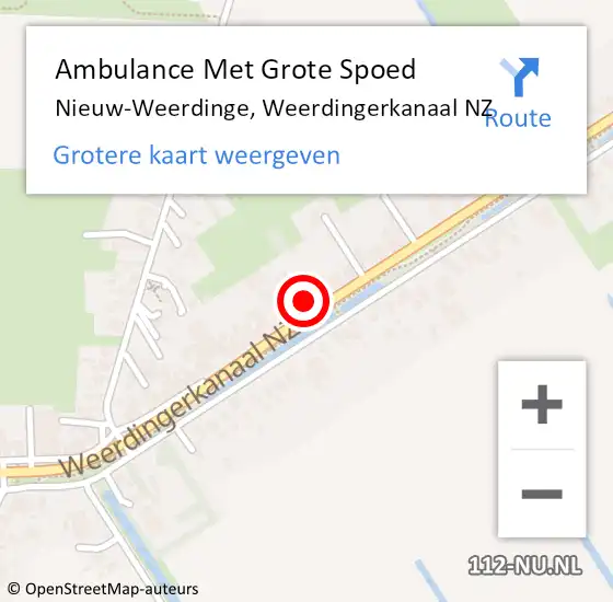 Locatie op kaart van de 112 melding: Ambulance Met Grote Spoed Naar Nieuw-Weerdinge, Weerdingerkanaal NZ op 17 januari 2015 17:13