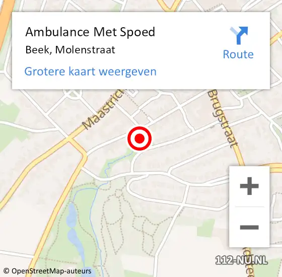 Locatie op kaart van de 112 melding: Ambulance Met Spoed Naar Beek, Molenstraat op 17 januari 2015 17:20